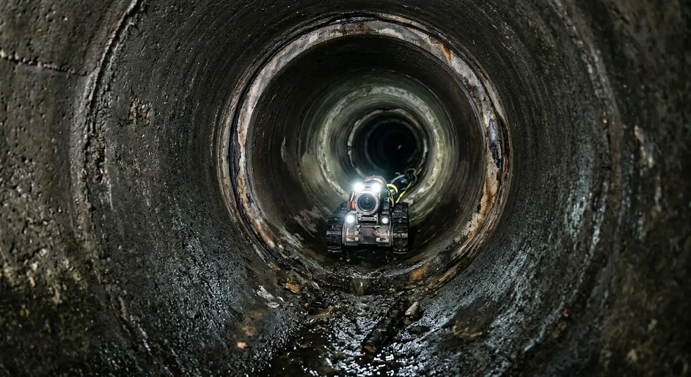Robotic sewer camera inspecting pipe interior for Sewer Line Cleaning in Aberdeen